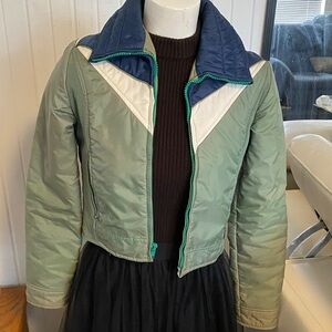 Stylish Women's Green and Blue Puffer Jacket